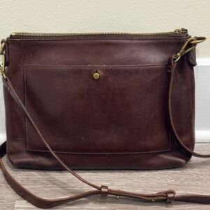 Madewell Transport Crossbody Bag Mahogany Brown Box Leather NI332 Classic Staple